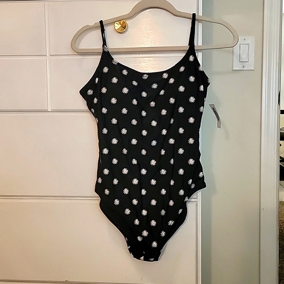 Black daisy one piecebathing suite Old Nazy Size L - Picture 1 of 5